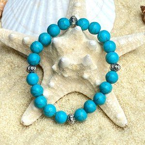 Beaded Bracelet - turquoise and silver